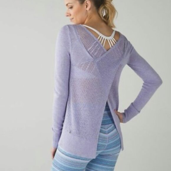 LULULEMON Sunset Savasana Pullover II Sweater Heathered Lilac Boolux Cashmere - Picture 1 of 9